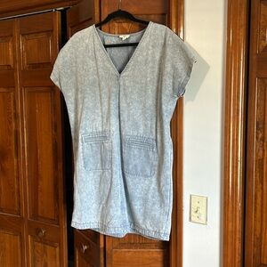 Denim Mini Dress. Size L. With Back Button Details.